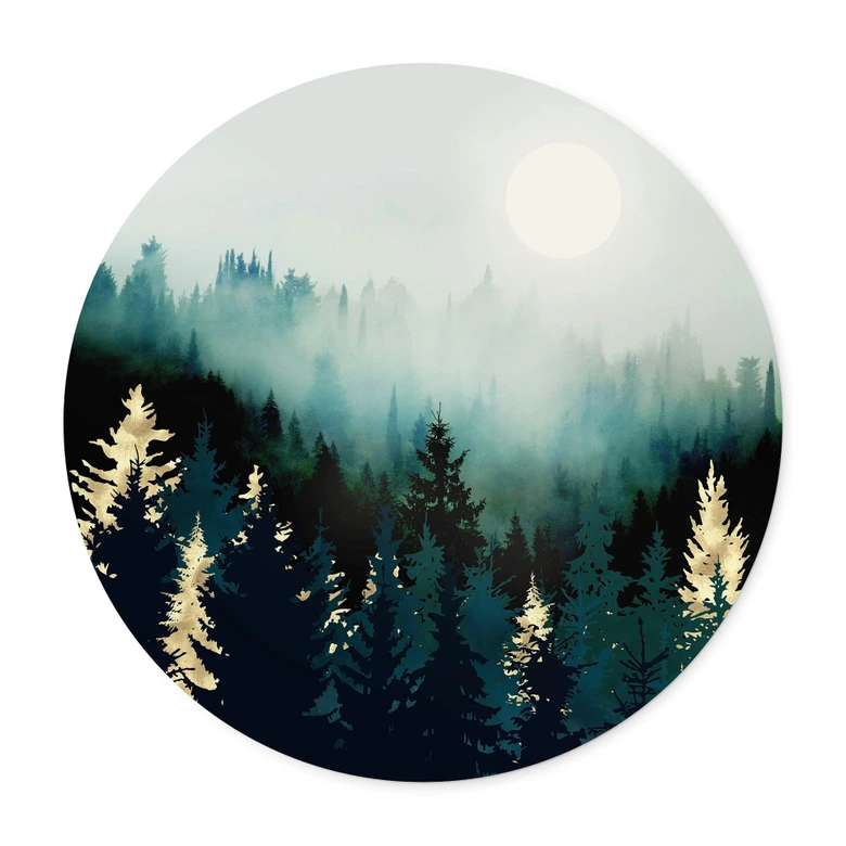 Poster SpaceFrog Designs - Nebliger Wald - Rund 