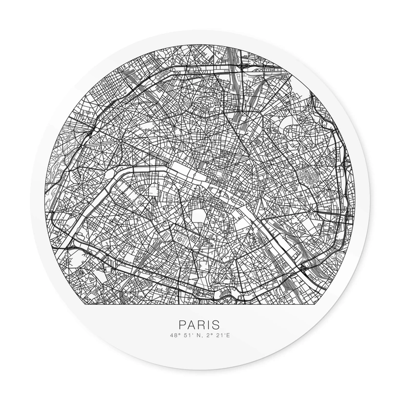 Poster Stadtplan Paris - Rund 