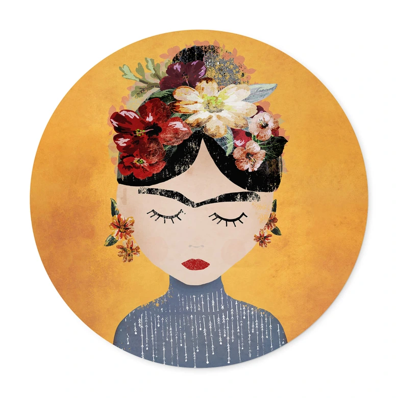 Poster Treechild - Blumige Frida - Rund 