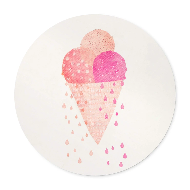 Póster Treechild - Tres bolas de helado en verano - Redondo 