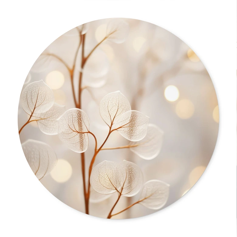 Poster Filigrane Blätter Beige - Treechild - Rund 