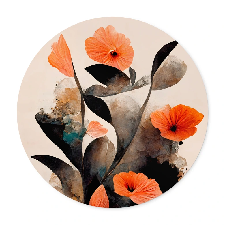 Póster amapolas rojas coral - Treechild - Redondo 