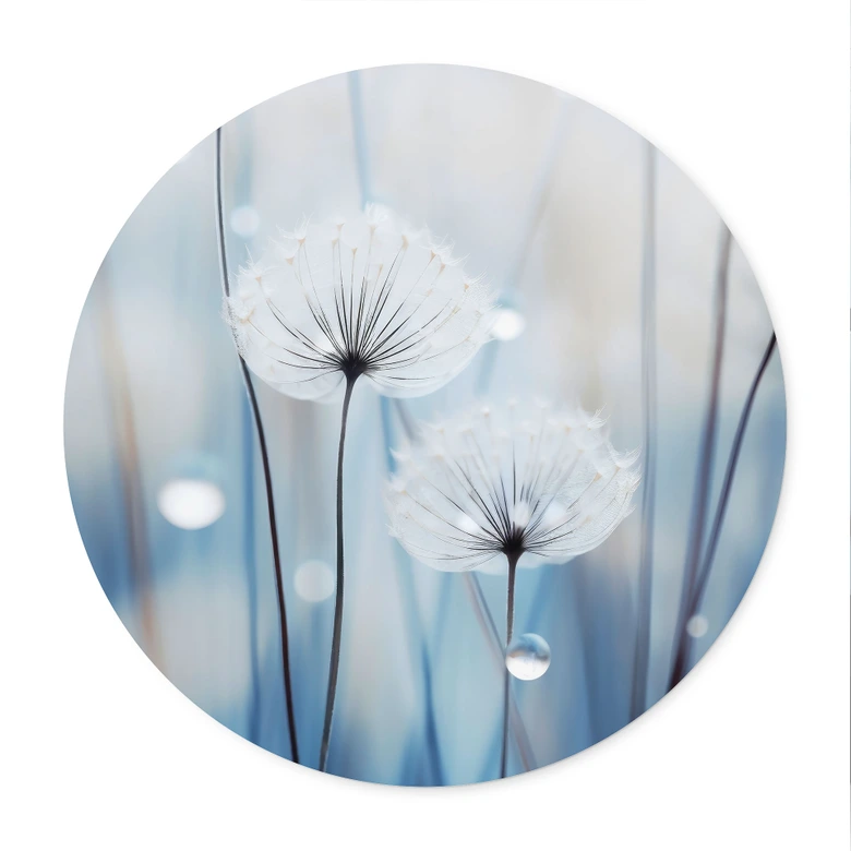 Plakat perły rosy na mleczach - Treechild - Okrągły 
