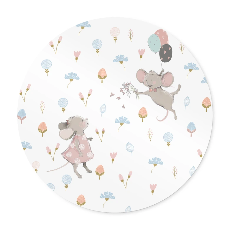 Poster Kleine Mäuse mit Luftballons - UN Designs - Rund 