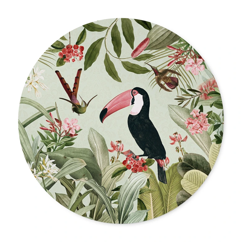 Póster Tucán en la selva paradisíaca - Diseños ONU - Redondo 