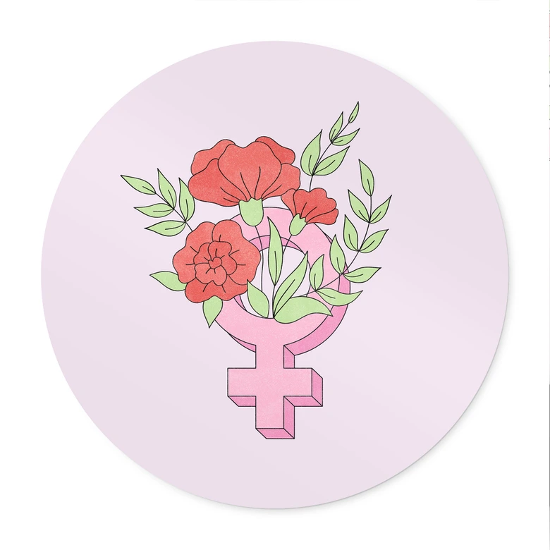 Poster Venuszeichen mit Blumen - Rund 