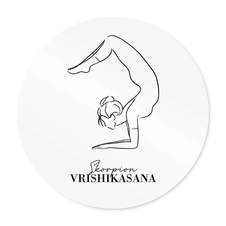 Poster Yoga Scorpion - Linjeteckning - Rund 