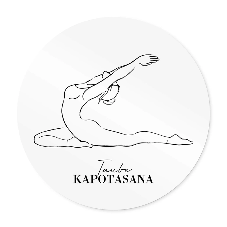 Poster Yoga - Taube - Line Art - Rund 