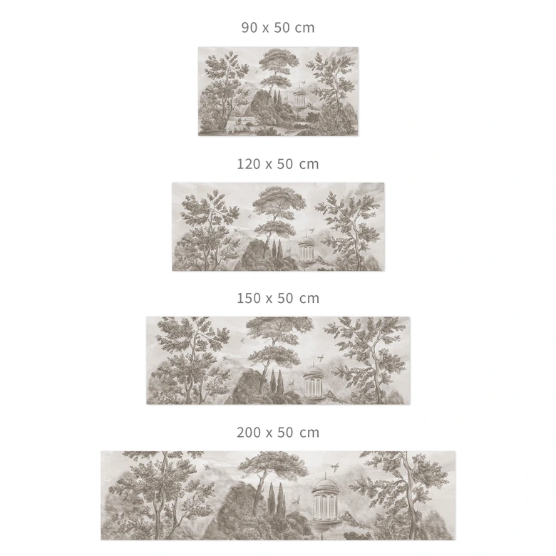 Selbstklebende Küchenrückwand Landschaft mit Gartenlandschaft in Beige - Ms Tiff 