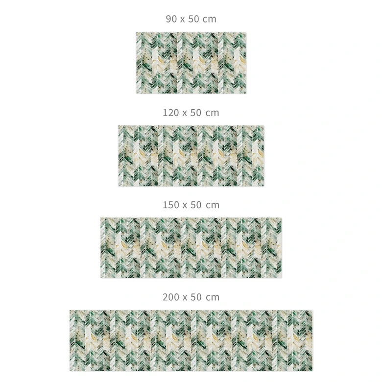 Self-adhesive kitchen splashback Green watercolor herringbone pattern - Treechild 