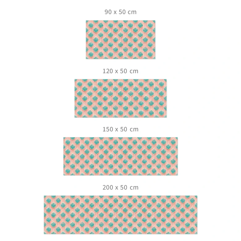 Self-adhesive kitchen splashback diamond pattern in turquoise and pink - Treechild 