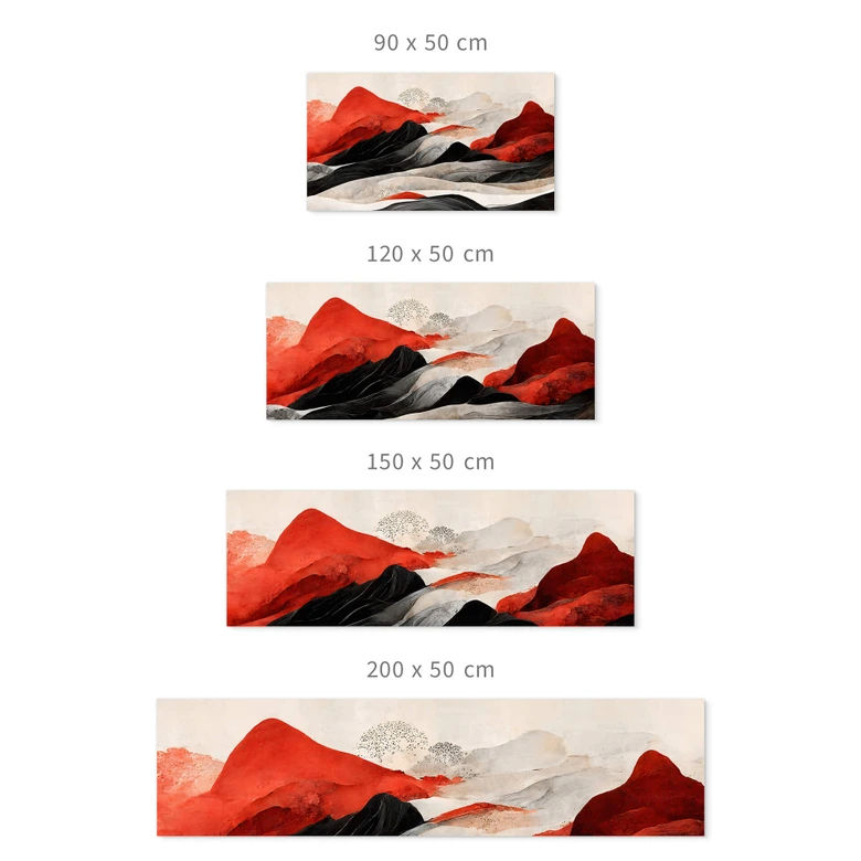 Självhäftande Stänkpanel Treechild - Röda berg i Japandi-stil 