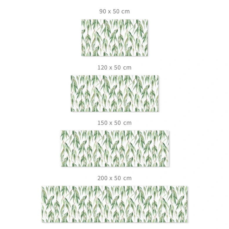 Self-adhesive kitchen splashback branches with green leaves - UN Designs 