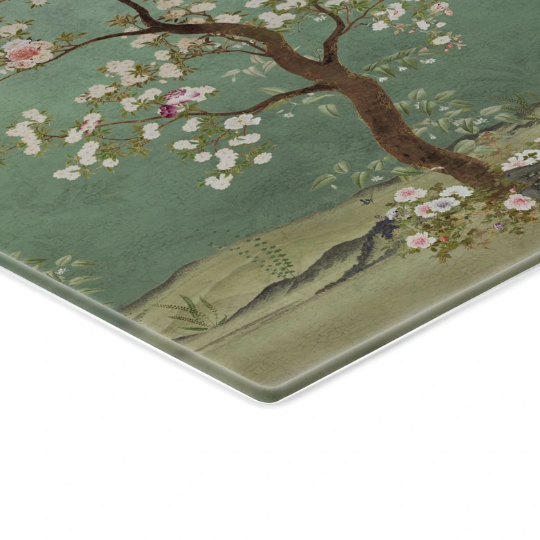 Spritzschutz Kraniche in floraler Landschaft - Bloomery Decor 