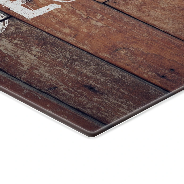 Spritzschutz - used wood mit Wunschtext! 