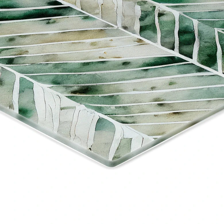 Spritzschutz Grünes Aquarell-Fischgrätenmuster - Treechild 