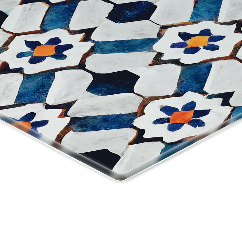 Spritzschutz Geometrisches Muster mit Blumen - Treechild - Panorama 