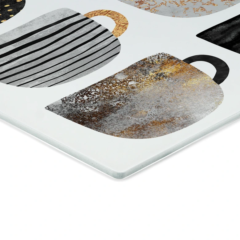 Kitchen Splashback Fredriksson - Coffee Cups: Pretty Black & Gold - Transparent 