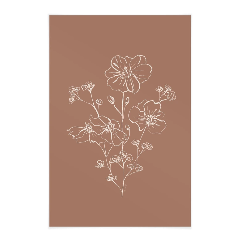 Stoffbild Wildrosenstrauß Mocha-Mousse - Anis Illustration 