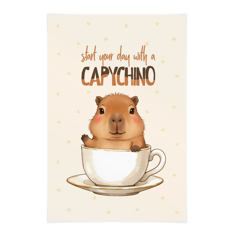 Textile poster Capybara in coffee - Capychino 