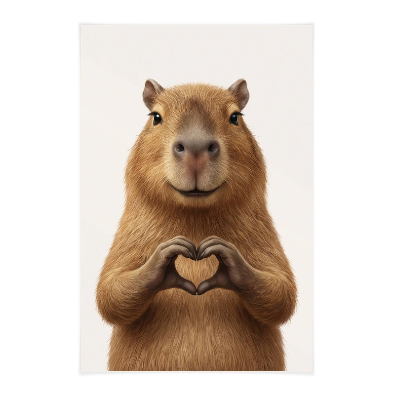 Capybara Textil poster med hjärta hand 