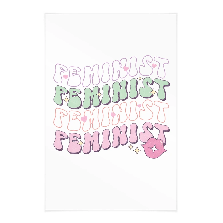 Stoffbild Feminist Kussmund Pop Art 
