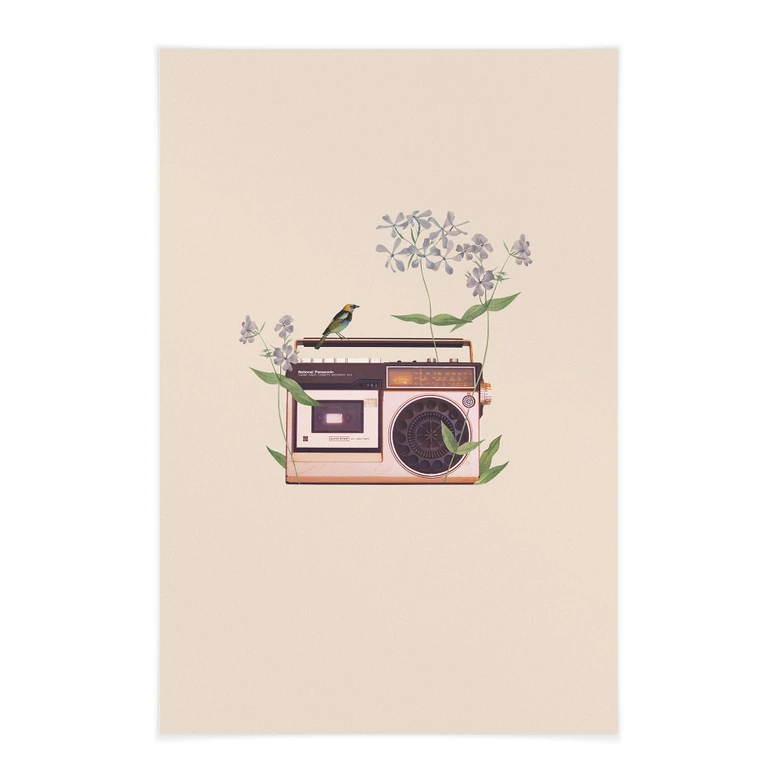 Affiche textile Retro Radio floral - Frida Floral Studio 