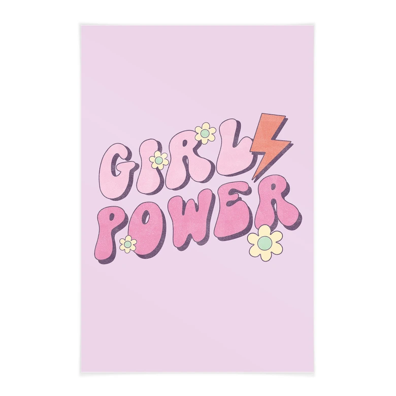 Textile poster Girl Power retro lettering purple 