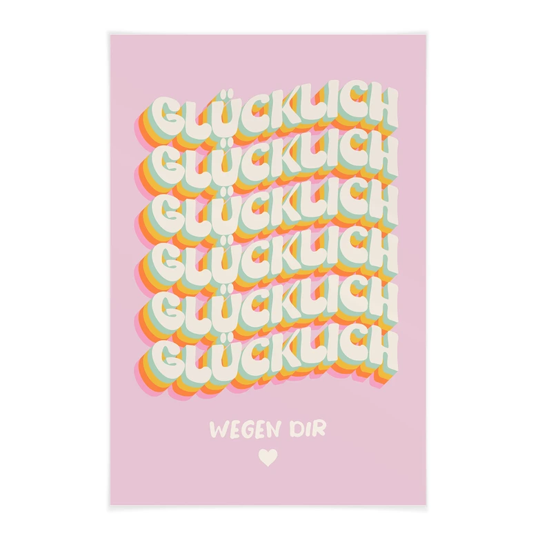 Stoffbild Glücklich wegen dir 