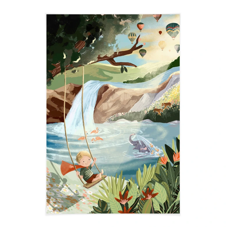 Affiche textile Balançoires dans l'oasis de la nature - Goed Blauw 