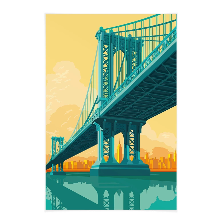 Textil poster stadsvy genom Manhattan Bridge - Heemskerk 