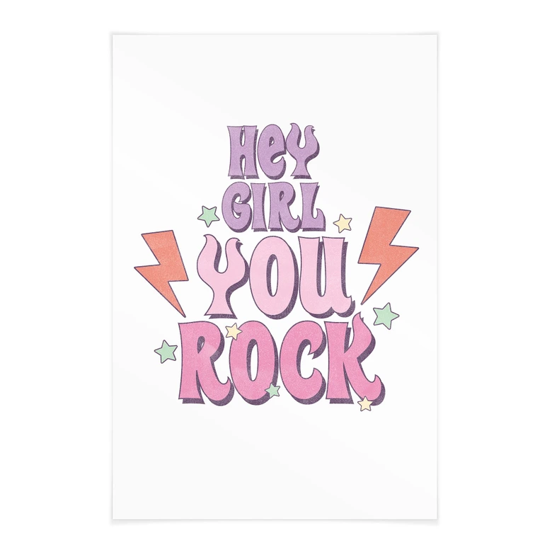 Tekstil plakat Hey girl you rock 