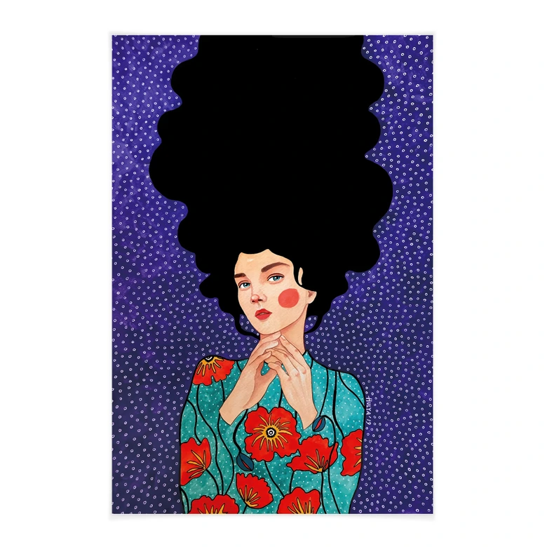 Affiche textile Femme en robe coquelicot - Hülya 