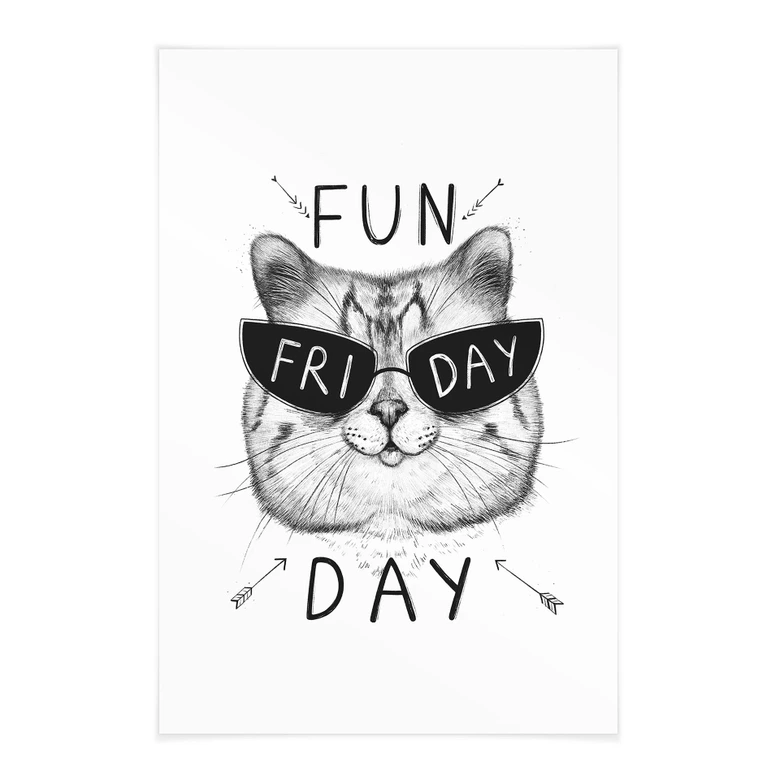 Póster de tela gato con gafas de sol - Fun Friday Cat - Korenkova 