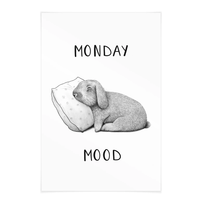 Obraz tkaniny Poniedziałkowy nastrój - Zając w poniedziałek rano - Korenkova 