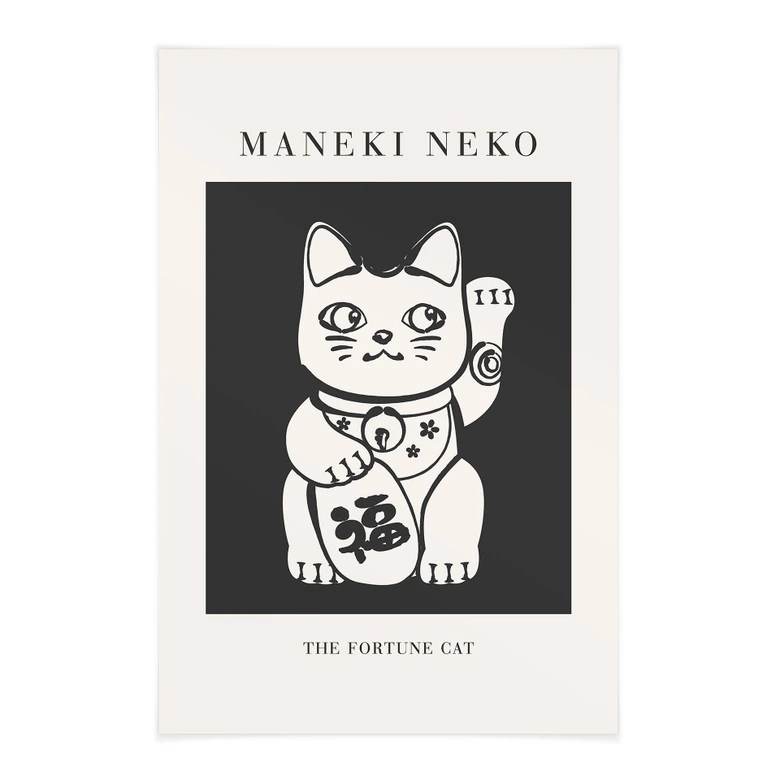 Stoffbild Maneki Neko - Die Glückskatze - KsanaKalpa 