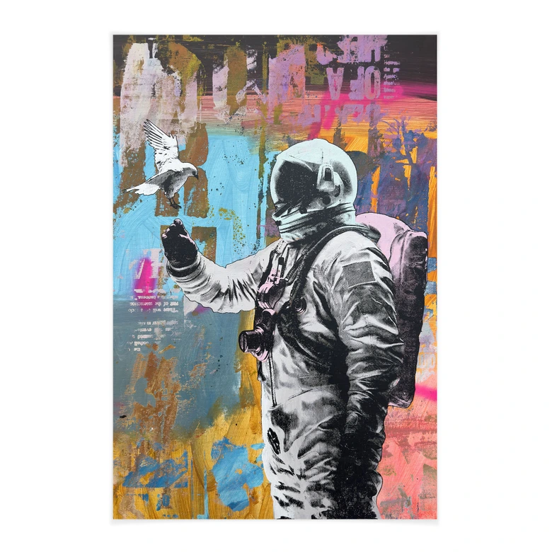 Stoffbild Astronaut mit Taube - Kuryliuk 