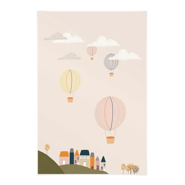 Stoffbild Bunte Heißluftballons am Himmel - Menina Lisboa 