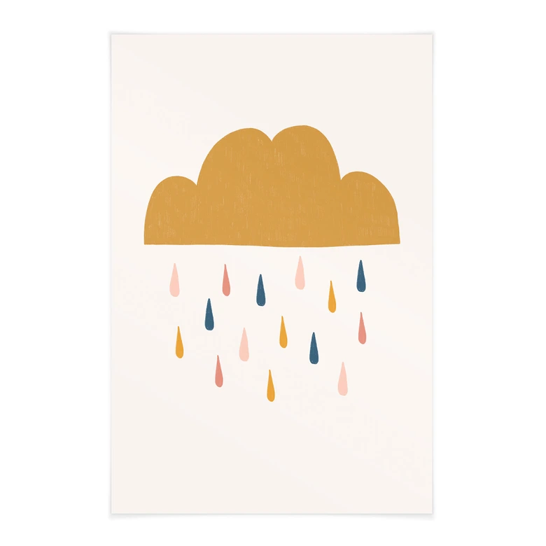 Textielposter Vrolijke regen in pastelkleuren - Menina Lisboa 