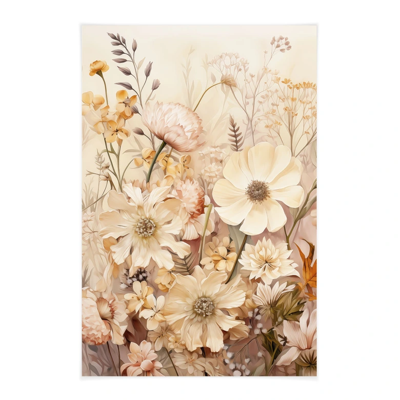 Stoffbild Vintage Blütenpracht auf der Wiese - Lola Peacock 