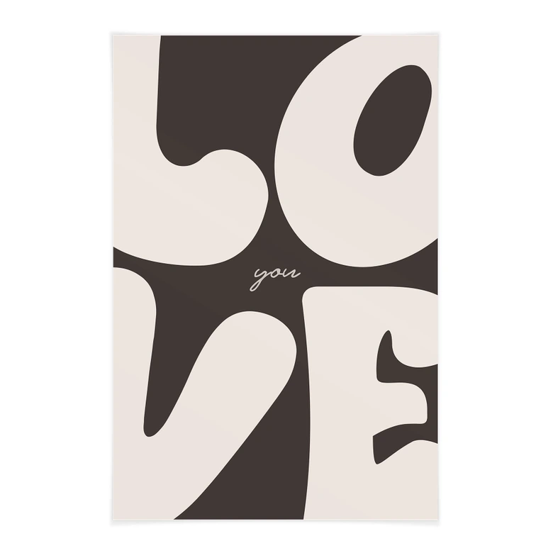 Affiche textile avec typographie - Love you Retro Letters 