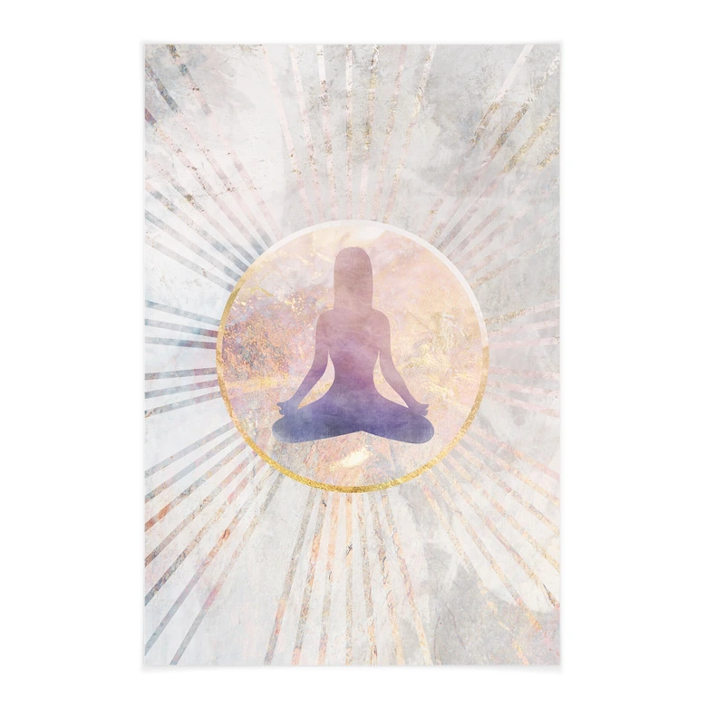 Stoffbild Lotussitz - Meditation im goldenen Licht - Manovski 