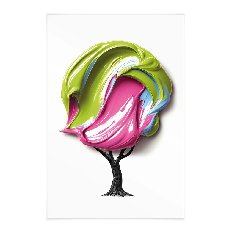 Stoffbild Baum mit bunter 3D-Krone - Mielu 