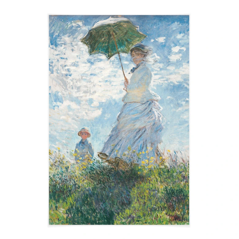 Affiche textile Monet - Femme à l'ombrelle - Madame Monet et son fils 