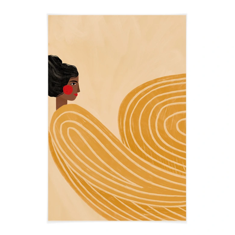 Obraz tkaniny kobieta z żółtym wirowaniem - Müller 