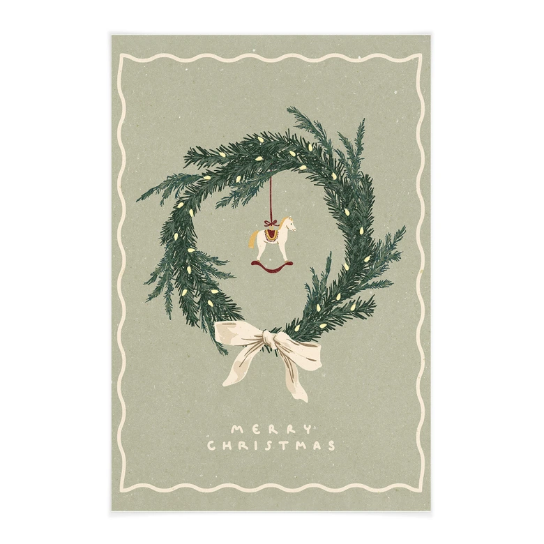 Tekstil plakat Julekrans med gyngehest - NKTN 