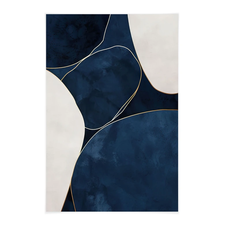 Stoffbild Geometrische Balance in Blau und Weiß - Paksoylu 