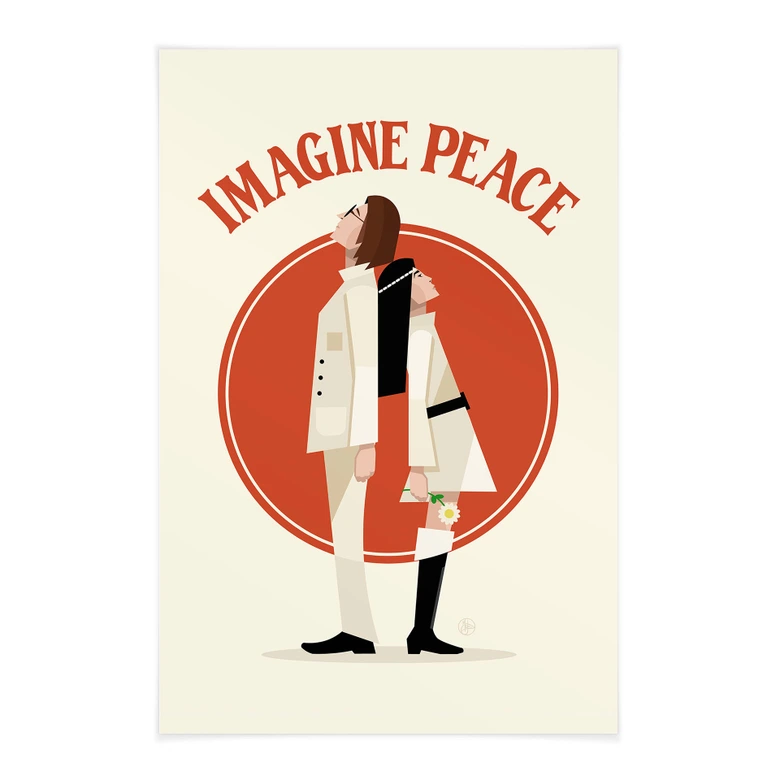 Stoffbild Imagine Peace - Zwei für Frieden und Hoffnung - Retrodrome 