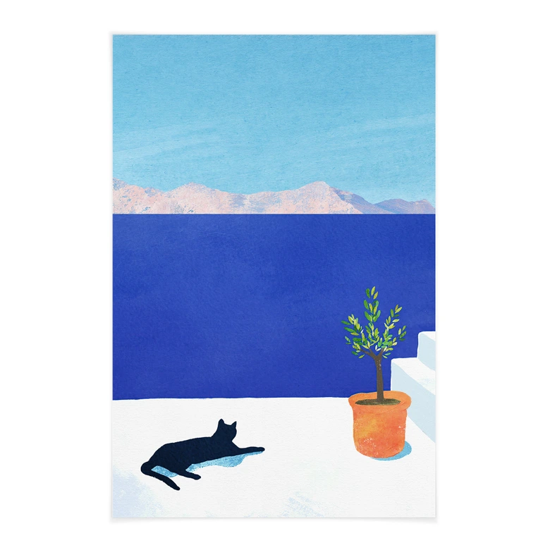 Stoffbild Siesta mit Katze am Meer - Rivers 
