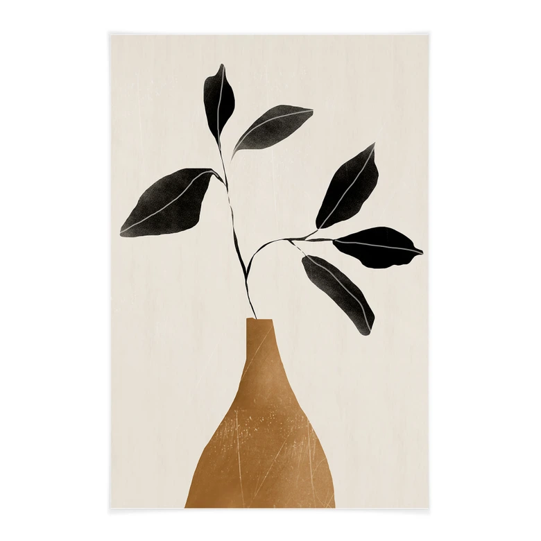 Stoffbild Zweig in goldener Vase - ThingDesign 